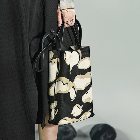 Cowhide Handheld Knitted Pattern Shoulder Bag - Memoo.com Cowhide Handheld Knitted Pattern Shoulder Bag - Memoo.com